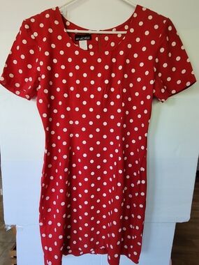 VTG My Michelle Red & White Polka Dot Mini Dress Size 11/12